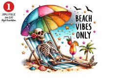 Skeleton relaxing on the beach JPG sublimation Design Product Image 1