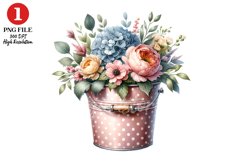 Florals Bucket Clipart Sublimation Product Image 1