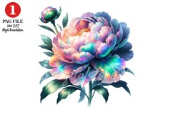 Peony Floral Clipart Sublimation Design Product Image 1