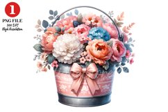Florals Bucket Clipart Sublimation Product Image 1