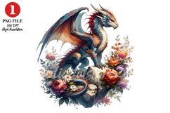 Floral Dragon Clipart, Fantasy Dragons Clipart Sublimation Product Image 1
