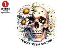 Skull with Daisy Florals JPG sublimation Design Product Image 1