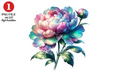 Peony Floral Clipart Sublimation Design Product Image 1