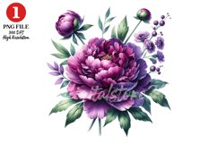 Peony Floral Clipart Sublimation Design Product Image 1
