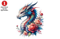 Floral Dragon Clipart, Fantasy Dragons Clipart Sublimation Product Image 1