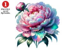 Peony Floral Clipart Sublimation Design Product Image 1
