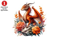Floral Dragon Clipart, Fantasy Dragons Clipart Sublimation Product Image 1