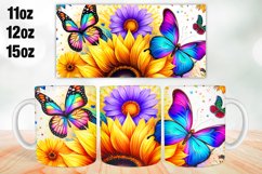 Sunflower Butterfly Mug Wrap Sublimation 11oz, 12oz, 15oz Product Image 1