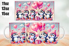 Penguin Valentine Day Mug Wrap Sublimation 11oz, 12oz, 15oz Product Image 1