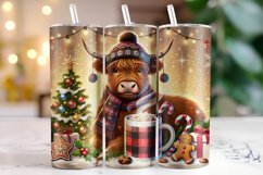 Christmas Highland Cow Tumbler Wrap | Christmas Product Image 1