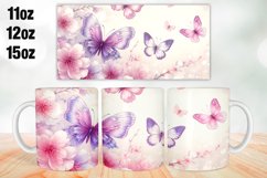 Butterflies Florals Mug Wrap Sublimation 11oz, 12oz, 15oz Product Image 1