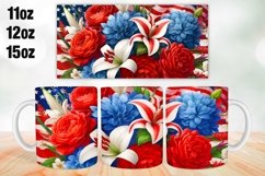 4th of July Flowers Mug Wrap Sublimation 11oz, 12oz, 15oz Product Image 1
