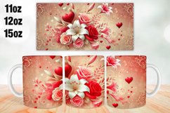 Flowers Valentine Day Mug Wrap Sublimation 11oz, 12oz, 15oz Product Image 1