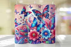 Butterfly &amp; Flowers Tumbler Wrap | Sublimation | Tumblers Product Image 1