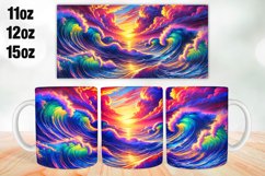 Colorful Waves Mug Wrap Sublimation 11oz, 12oz, 15oz Product Image 1