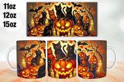 Halloween Cat Mug Wrap Sublimation 11oz, 12oz, 15oz Product Image 1