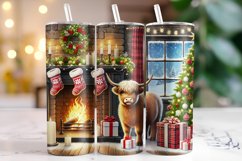 Christmas Highland Cow Tumbler Wrap | Christmas Product Image 1