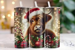 Christmas Highland Cow Tumbler Wrap | Christmas Product Image 1