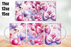 Flowers Bow Mug Wrap Sublimation 11oz, 12oz, 15oz Product Image 1