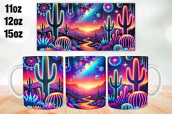 Galaxy &amp; Cactus Mug Wrap Sublimation 11oz, 12oz, 15oz Product Image 1