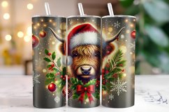 Christmas Highland Cow Tumbler Wrap | Christmas Product Image 1