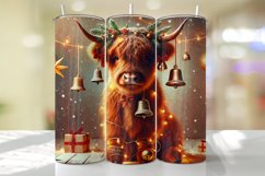 Christmas Highland Cow Tumbler Wrap | Christmas Product Image 1