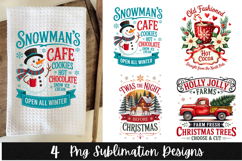 4 Retro Christmas Kitchen Towel PNG Sublimation Product Image 1