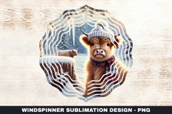 Christmas Highland Cow Wind Spinner Sublimation Design Product Image 1