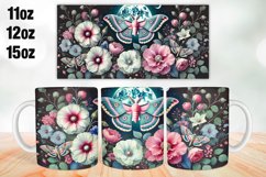 Flowers &amp; Butterfly Mug Wrap Sublimation 11oz, 12oz, 15oz Product Image 1