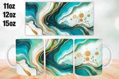 Teal Gold Marble Mug Wrap Sublimation 11oz, 12oz, 15oz Product Image 1