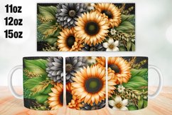 Sunflower Mug Wrap Sublimation 11oz, 12oz, 15oz Product Image 1