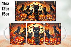 Halloween Cat Mug Wrap Sublimation 11oz, 12oz, 15oz Product Image 1