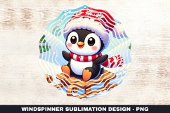 Christmas Penguin Wind Spinner Sublimation Design Product Image 1