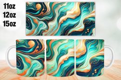 Teal Gold Marble Mug Wrap Sublimation 11oz, 12oz, 15oz Product Image 1