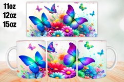 Butterflies Florals Mug Wrap Sublimation 11oz, 12oz, 15oz Product Image 1