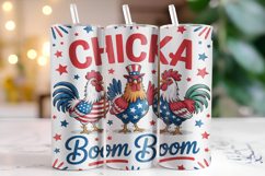 Chicka Boom 4th of July Tumbler Wrap | Sublimation | Tumbler Product Image 1