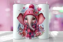 Valentine's Day Elephant Tumbler Wrap Sublimation Design Product Image 1