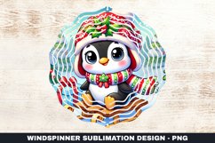 Christmas Penguin Wind Spinner Sublimation Design Product Image 1