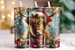 Christmas Highland Cow Tumbler Wrap | Christmas Product Image 1