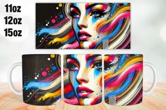 Girl face Painting Mug Wrap Sublimation 11oz, 12oz, 15oz Product Image 1