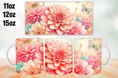 Flowers Butterfly Mug Wrap Sublimation 11oz, 12oz, 15oz Product Image 1