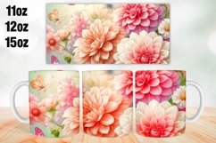 Flowers Butterfly Mug Wrap Sublimation 11oz, 12oz, 15oz Product Image 1