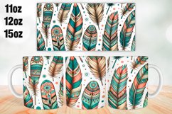 Boho Feathers Mug Wrap Sublimation 11oz, 12oz, 15oz Product Image 1