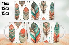 Boho Feathers Mug Wrap Sublimation 11oz, 12oz, 15oz Product Image 1