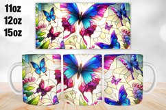 Butterflies Stained Glass Mug Wrap, Sublimation Product Image 1