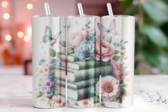 Books Flowers Tumbler Wrap Sublimation, 20oz Tumbler Wrap Product Image 1