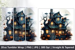 Halloween Tumbler Wrap | Halloween Hunted House | Tumbler Product Image 1