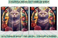 Stained Glass Cat Tumbler Wrap | Stained Glass | Tumbler Product Image 1