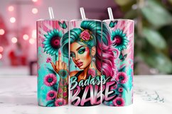 Badass Babe Tumbler Wrap Sublimation Design Product Image 1