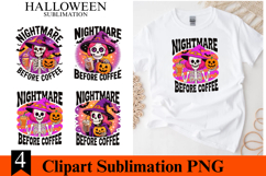 4 Halloween Night mare befor coffee Clipart PNG | Spooky Product Image 1